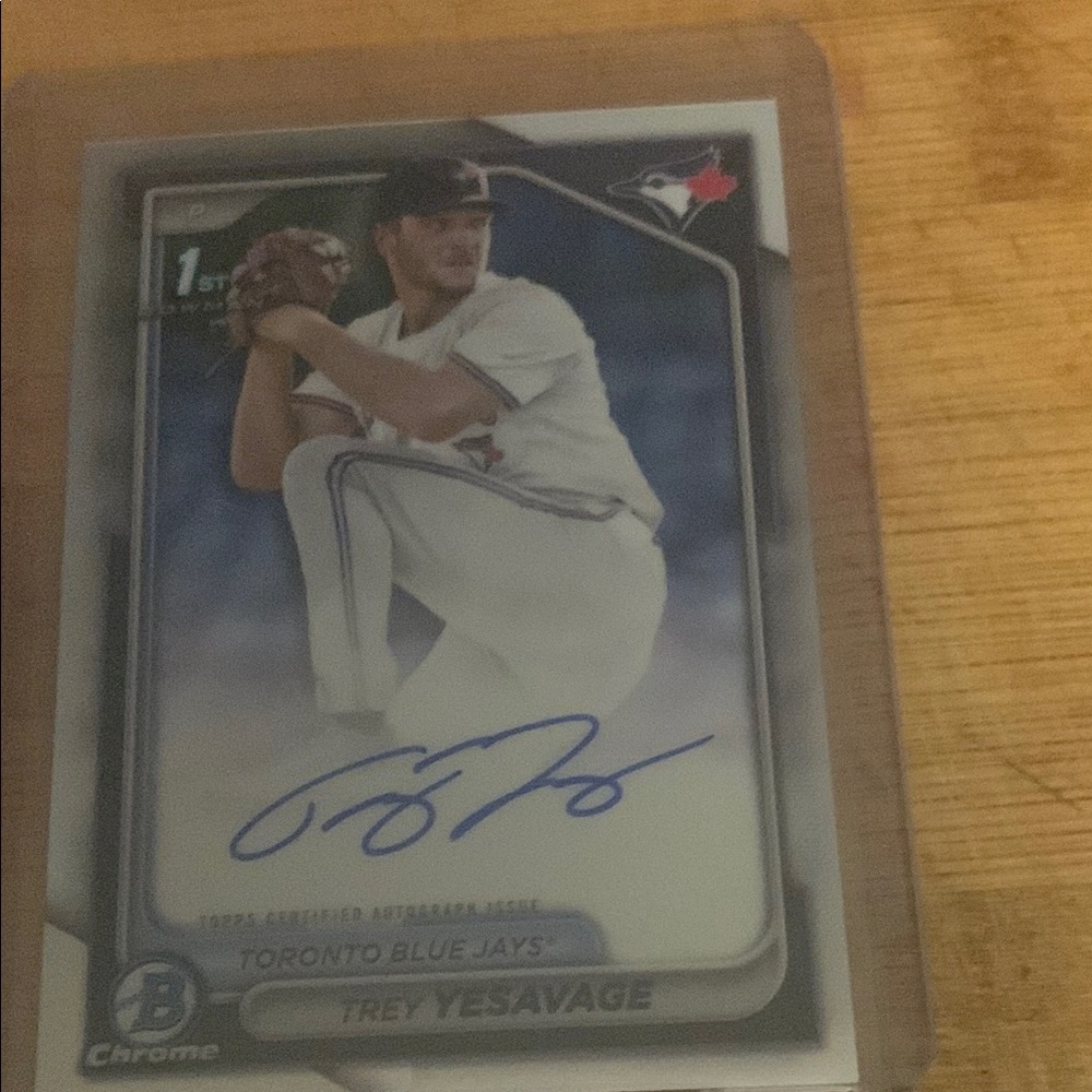 Rare Trey Yesavage Bowman Chrome 1rst Auto Toronto Blue Jays Baseball Card